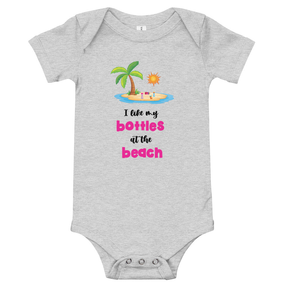 I Like My Bottles At The Beach Baby Girls' Onesie - Super Beachy