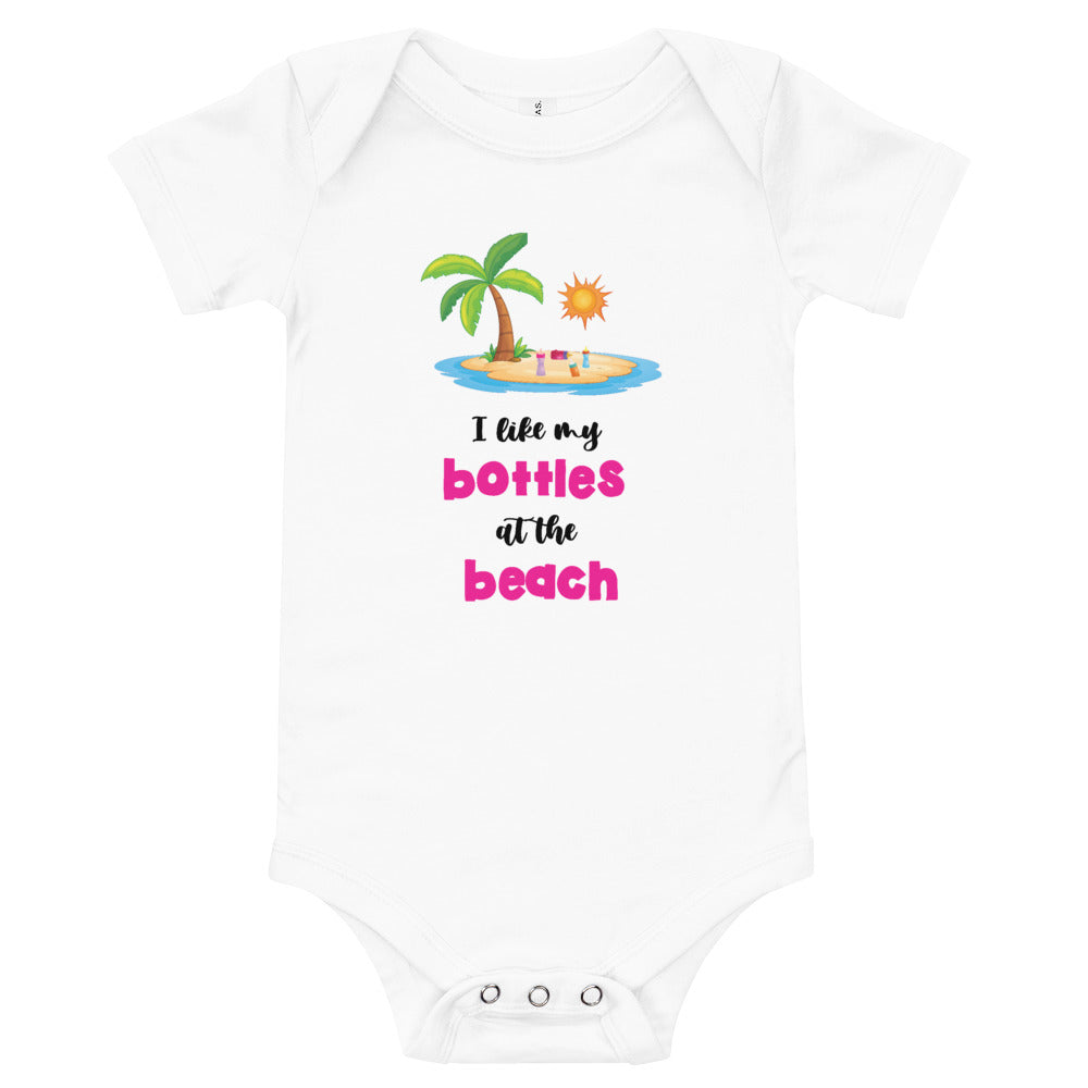 I Like My Bottles At The Beach Baby Girls' Onesie - Super Beachy