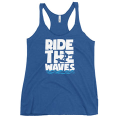 Ride The Waves Women's Racerback Beach  Tank Top