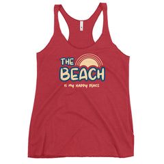 The Beach Is My Happy Place Women's Racerback Beach Tank Top