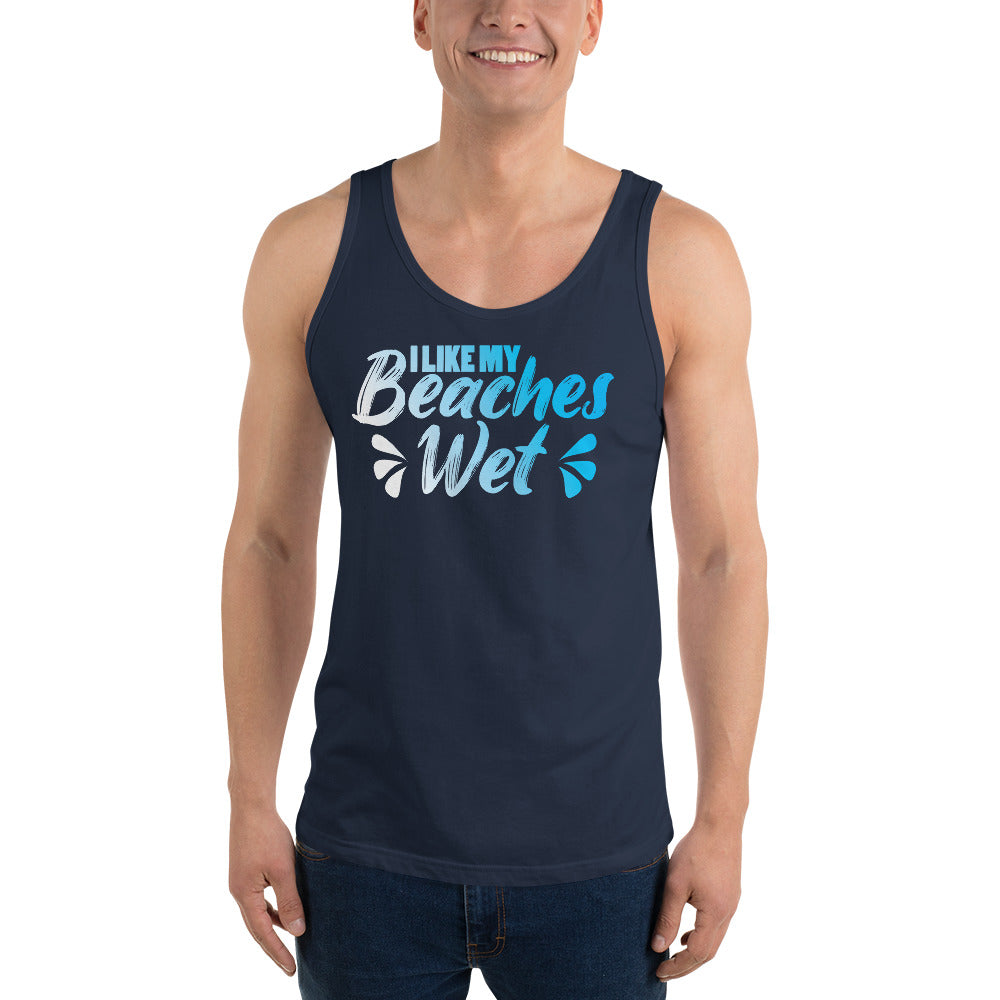 I Like My Beaches Wet Men's Beach Tank Top - Super Beachy