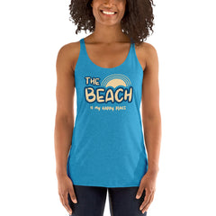 The Beach Is My Happy Place Women's Racerback Beach Tank Top