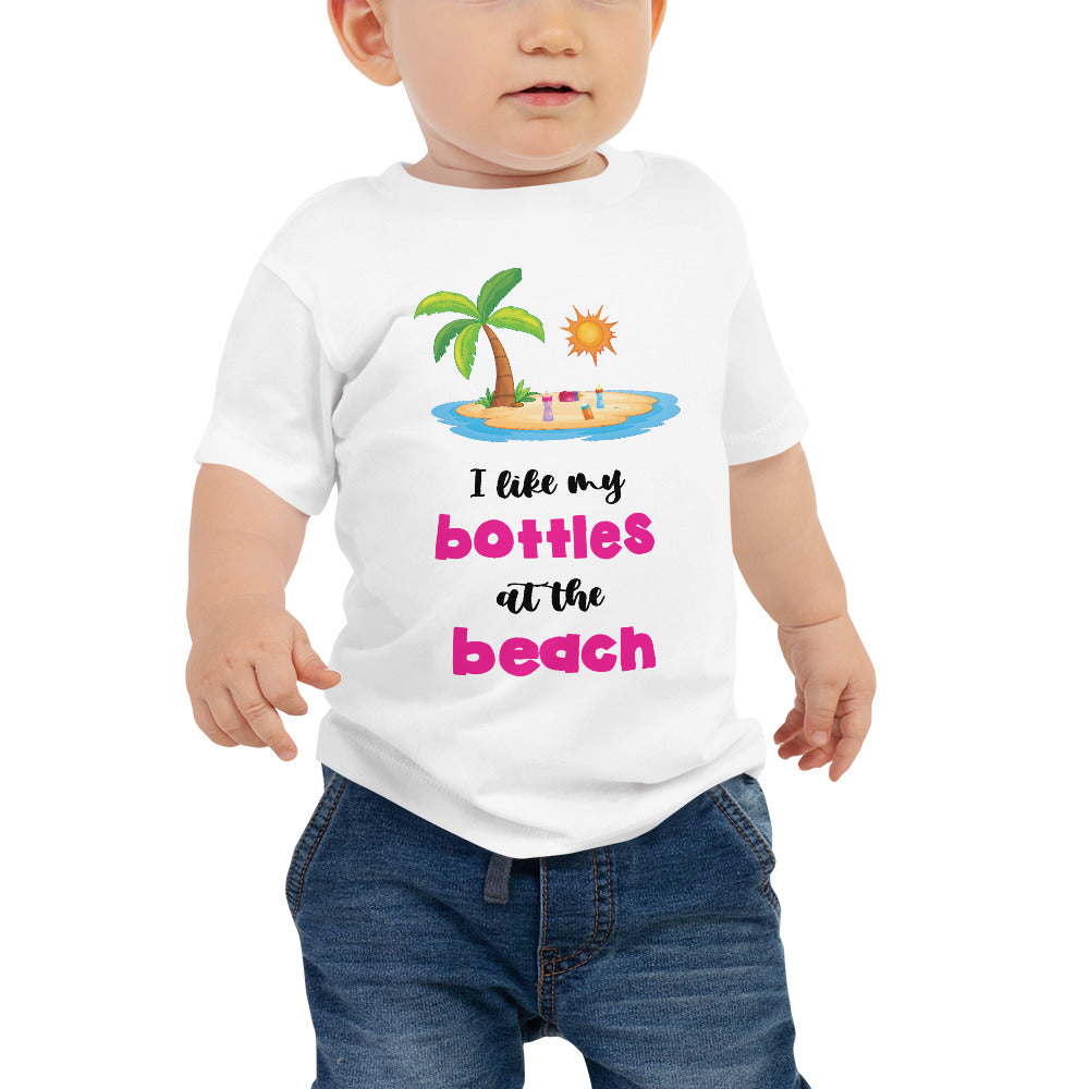 I Like My Bottles At The Beach Baby Girls' Beach T-Shirt - Super Beachy
