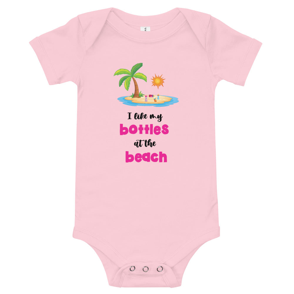I Like My Bottles At The Beach Baby Girls' Onesie - Super Beachy