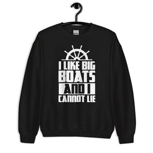 I LIKE BIG BOATS AND I CANNOT LIE MEN'S BEACH SWEATSHIRT