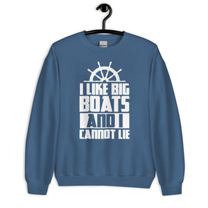 I LIKE BIG BOATS AND I CANNOT LIE MEN'S BEACH SWEATSHIRT