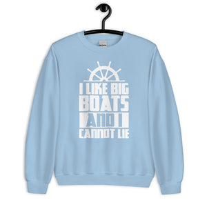 I LIKE BIG BOATS AND I CANNOT LIE MEN'S BEACH SWEATSHIRT