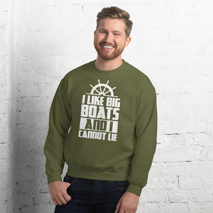 I LIKE BIG BOATS AND I CANNOT LIE MEN'S BEACH SWEATSHIRT