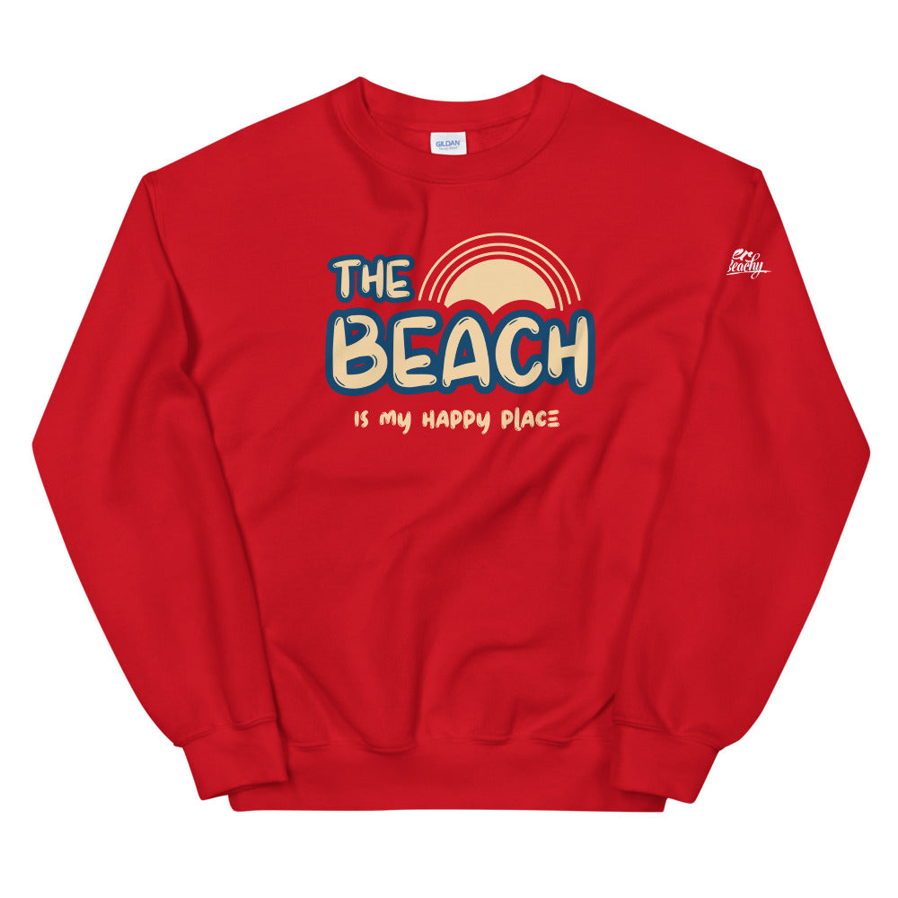 The Beach Is My Happy Place Women's Beach Sweatshirt Red / M