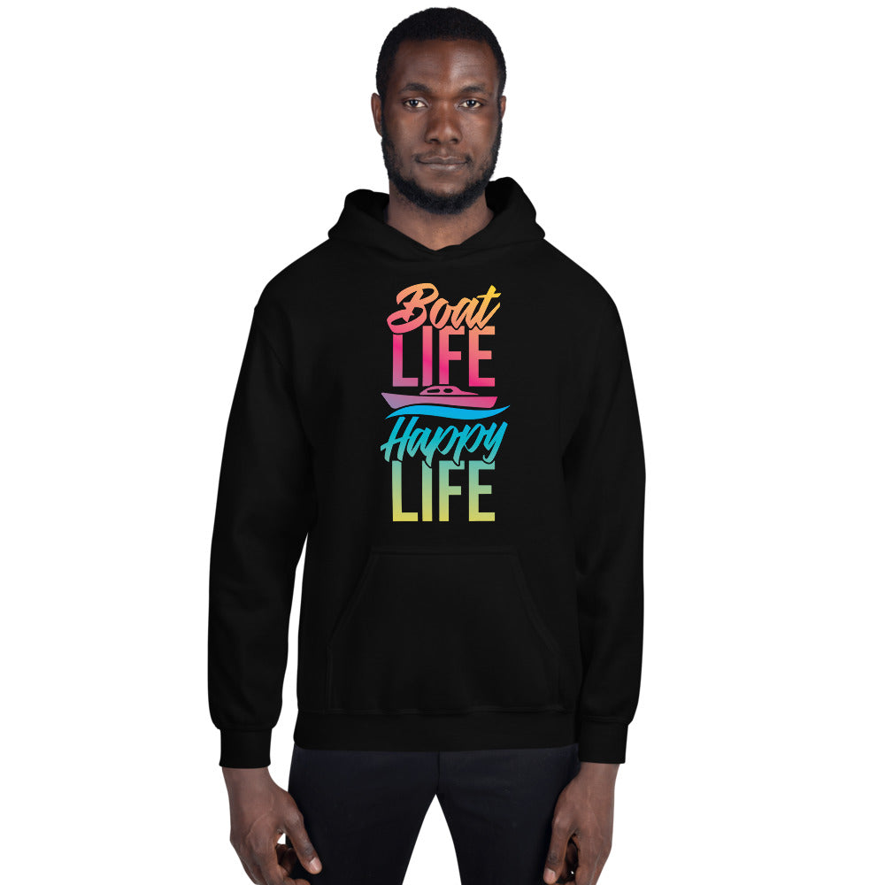 Boat Life Happy Life Men's Beach Hoodie