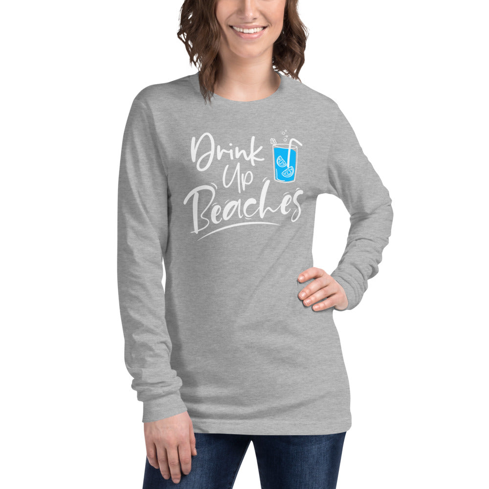 Drink Up Beaches Women's Long Sleeve Beach Shirt - Super Beachy