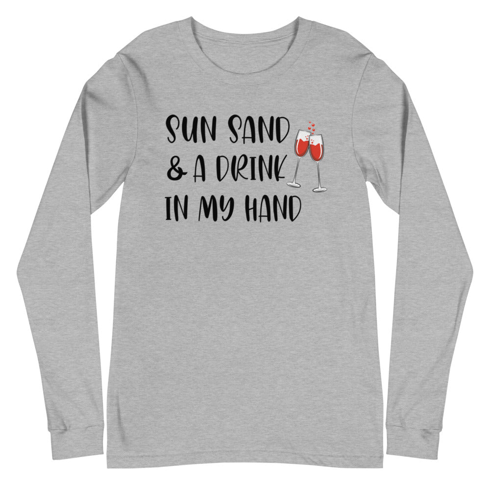 Sun Sand & A Drink In My Hand Women's Long Sleeve Beach Shirt - Super Beachy