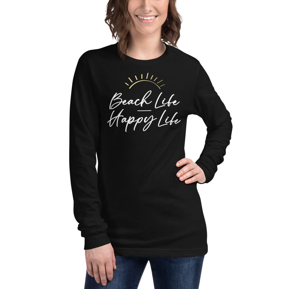 Beach Life Happy Life Women's Long Sleeve Beach Shirt - Super Beachy