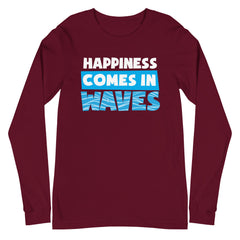 Happiness Comes in Waves Men's Long Sleeve Beach Shirt