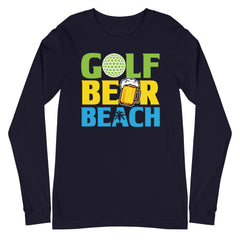 Golf Beach Beer Men's Long Sleeve Beach Shirt