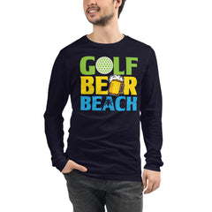 Golf Beach Beer Men's Long Sleeve Beach Shirt