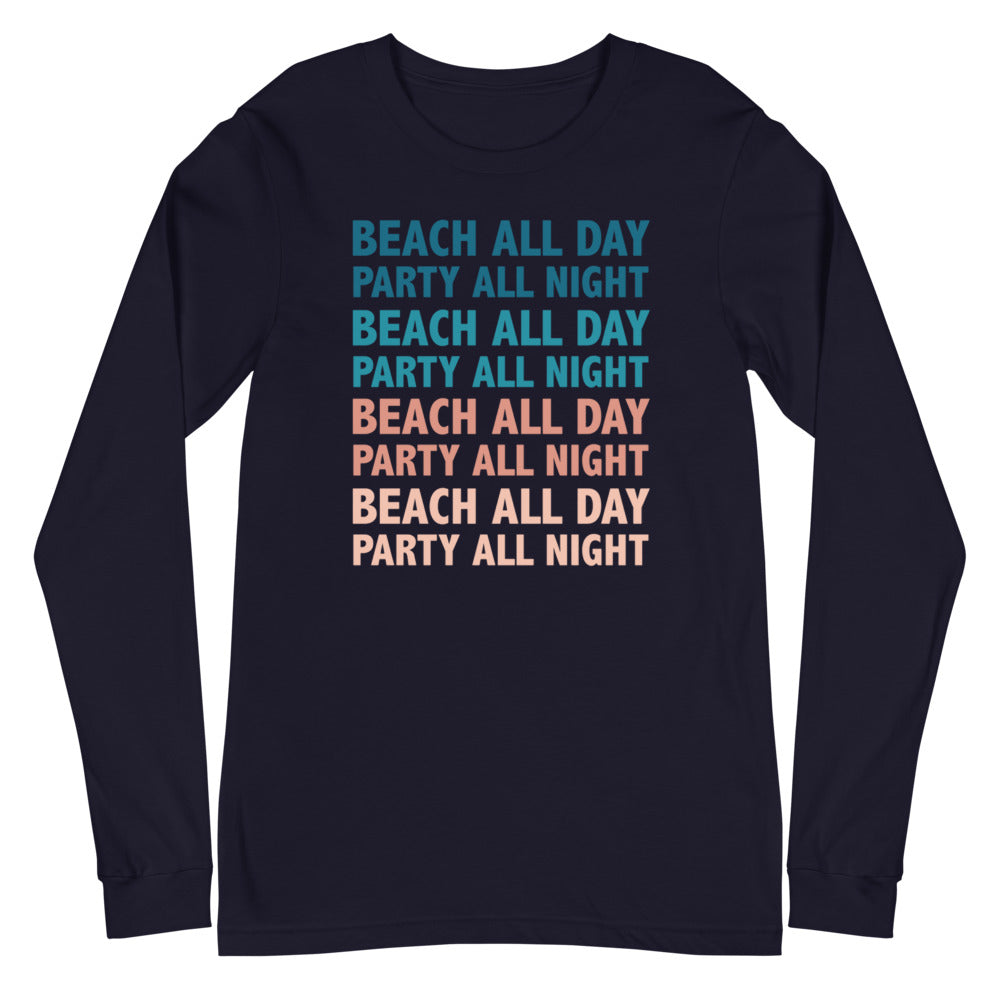 Beach All Day Party All Night Women's Long Sleeve Beach Shirt - Super Beachy