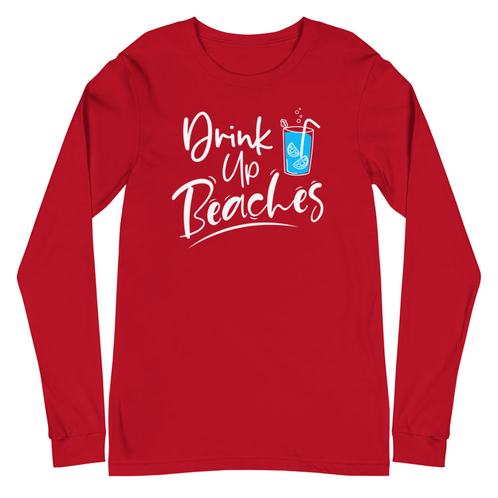Drink Up Beaches Women's Long Sleeve Beach Shirt - Super Beachy