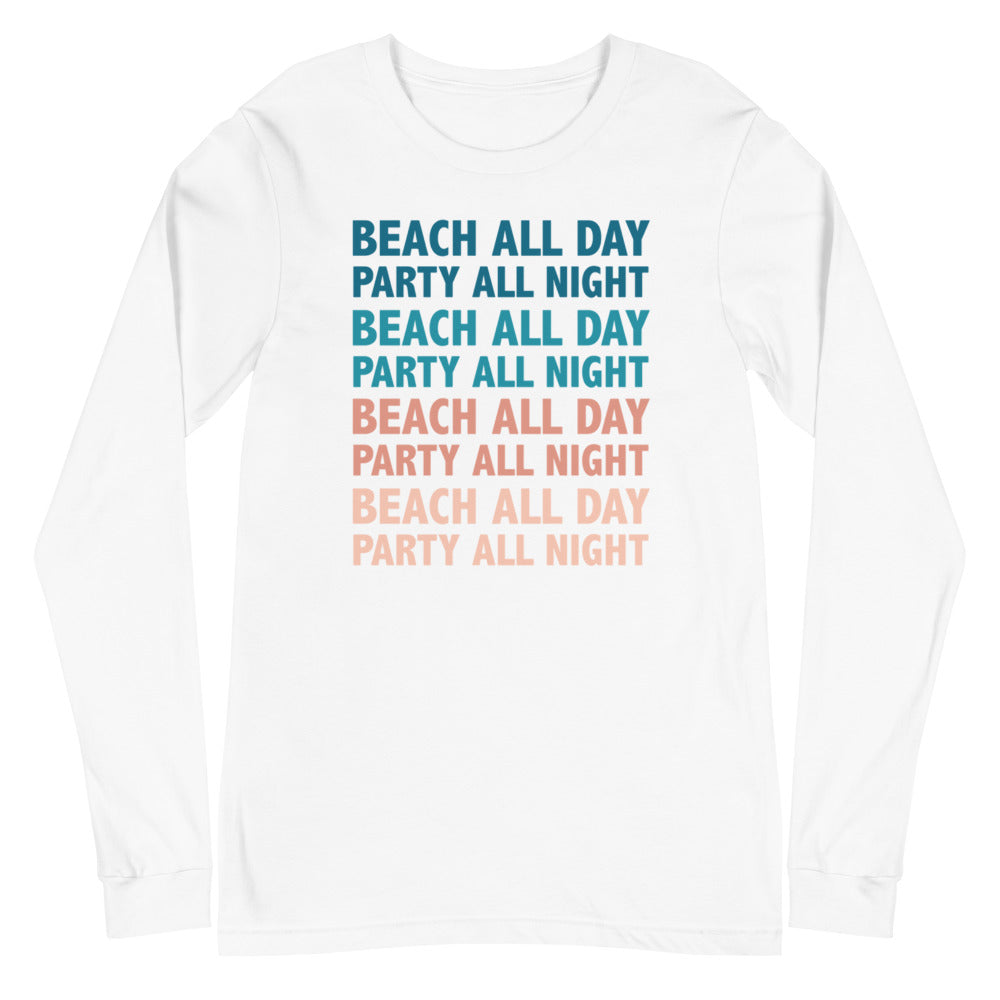 Beach All Day Party All Night Women's Long Sleeve Beach Shirt - Super Beachy