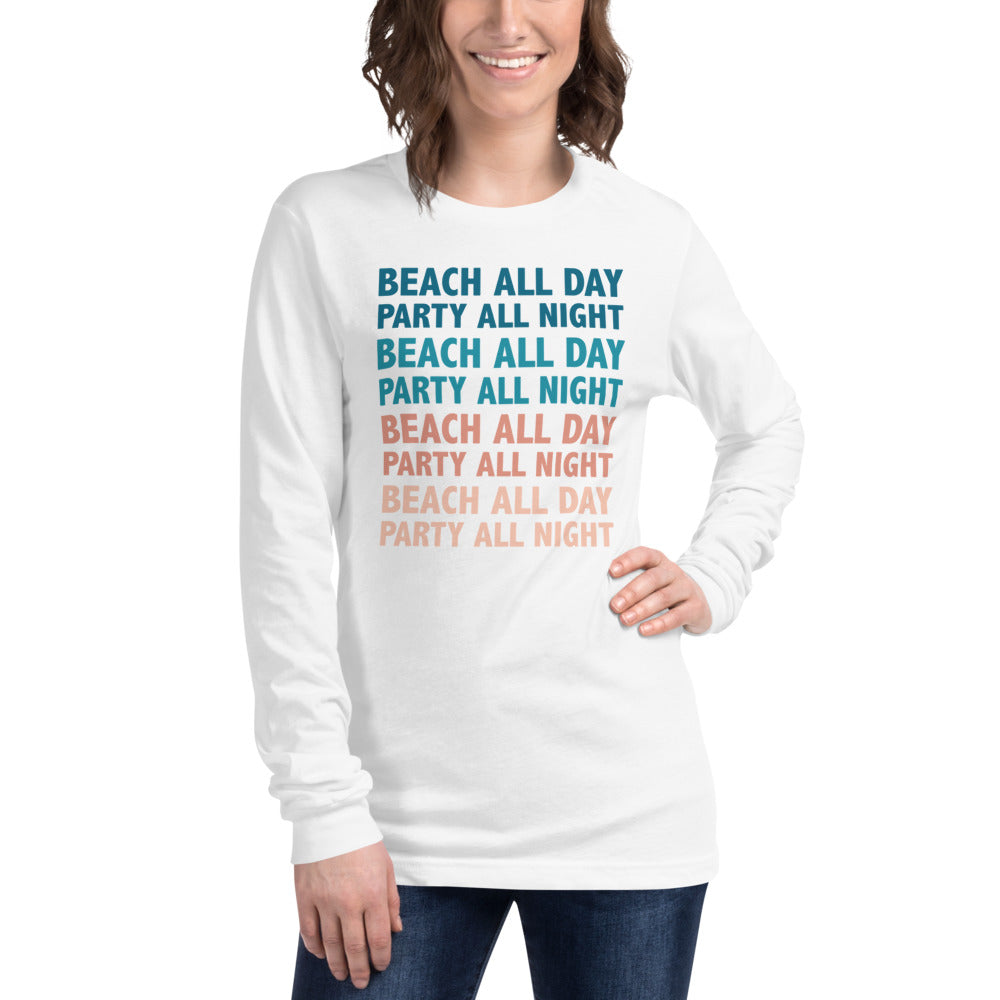 Beach All Day Party All Night Women's Long Sleeve Beach Shirt - Super Beachy