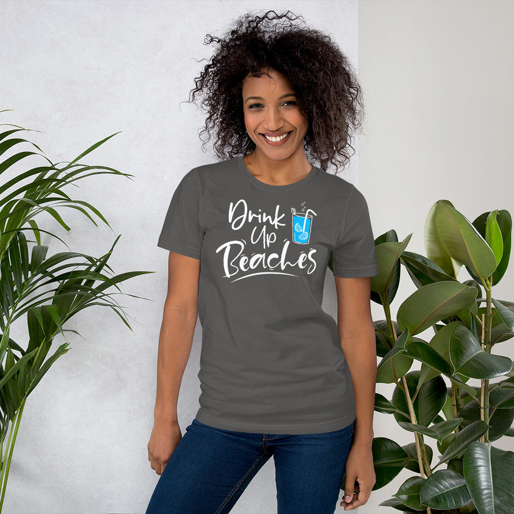 Drink Up Beaches Women's Beach T-Shirt - Super Beachy
